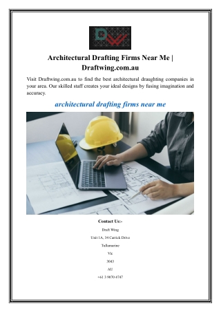 Architectural Drafting Firms Near Me Draftwing.com.au