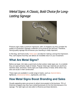 Metal Signs A Classic, Bold Choice for Long-Lasting Signage