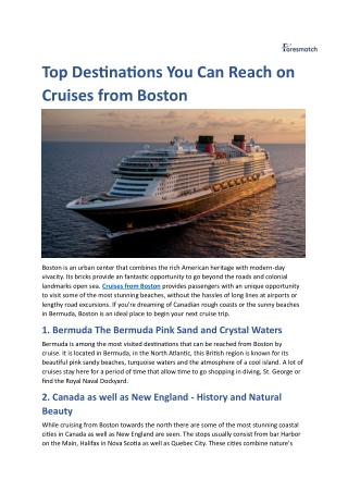 Top Destinations You Can Reach on Cruises from Boston