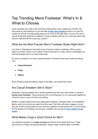Top Trending Mens Footwear- What’s In & What to Choose
