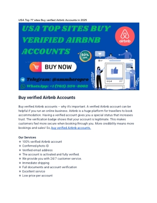 USA Top 77 sites Buy verified Airbnb Accounts in 2025