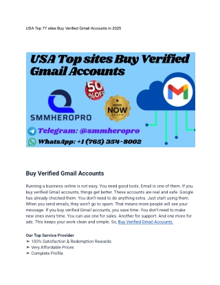USA Top 77 sites Buy Verified Gmail Accounts in 2025
