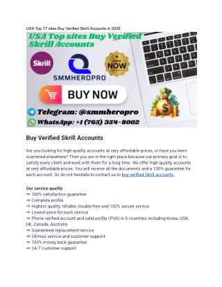 USA Top 77 sites Buy Verified Skrill Accounts in 2025