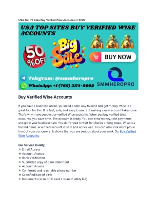 USA Top 77 sites Buy Verified Wise Accounts in 2025