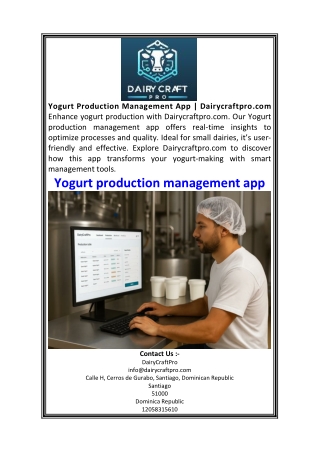 Yogurt Production Management App  Dairycraftpro.com