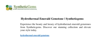 Hydrothermal Emerald Gemstone Syntheticgems