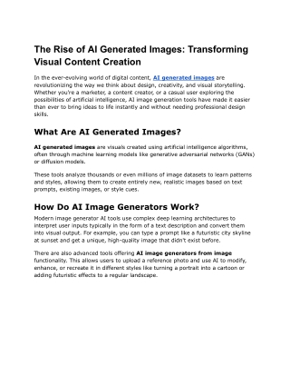 Rise of AI Generated Images