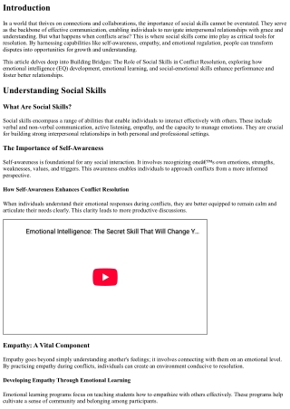 **Building Bridges: The Role of Social Skills in Conflict Resolution**
