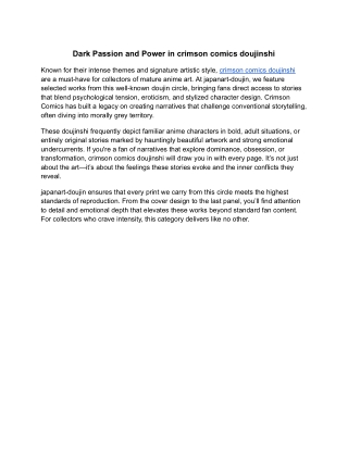 Dark Passion and Power in crimson comics doujinshi