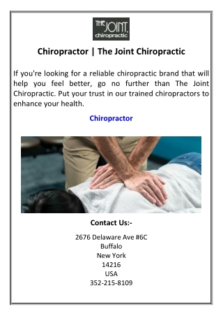 Chiropractor The Joint Chiropractic