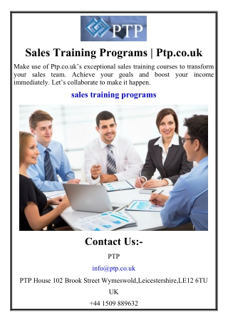 Sales Training Programs | Ptp.co.uk