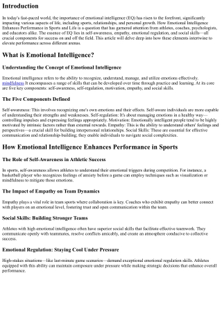 **How Emotional Intelligence Enhances Performance in Sports and Life**