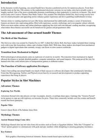 Imaginative Motifs That Make Today's Best-Selling Slot Machines Stand Out