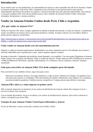 Vender en Amazon Estados Unidos desde Perú, Chile o Argentina