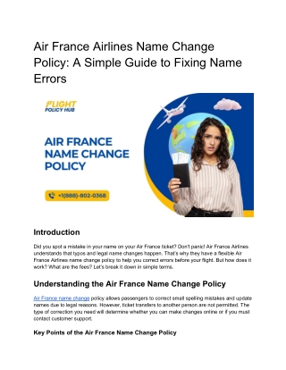 Air France Airlines Name Change Policy