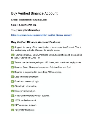 Buy Verified Binance Account