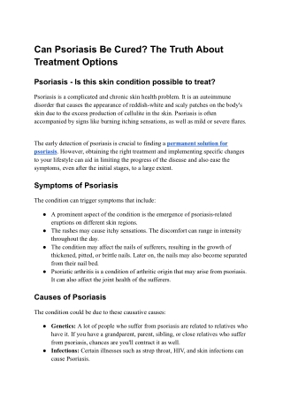 Can Psoriasis Be Cured The Truth About Treatment Options