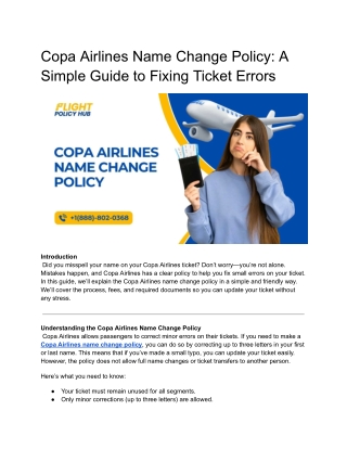 Copa Airlines Name Change Policy_ A Simple Guide to Fixing Ticket Errors