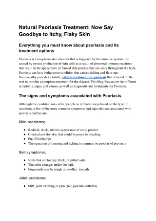 Natural Psoriasis Treatment Now Say Goodbye to Itchy, Flaky Skin