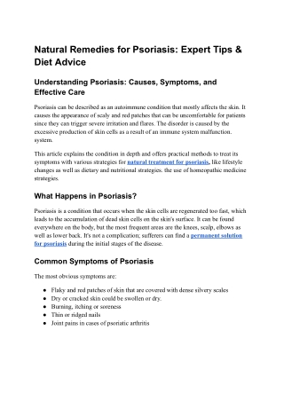 Natural Remedies for Psoriasis Expert Tips & Diet Advice