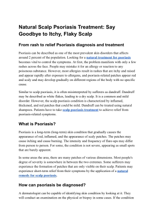 Natural Scalp Psoriasis Treatment Say Goodbye to Itchy, Flaky Scalp