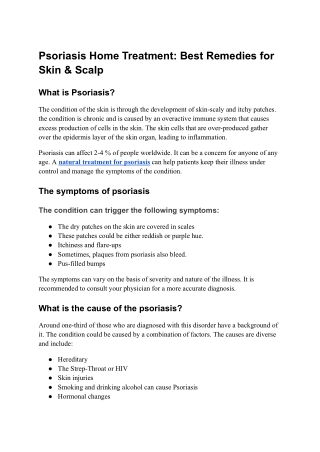 Psoriasis Home Treatment Best Remedies for Skin & Scalp