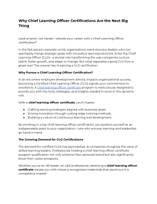 Why Chief Learning Officer Certifications Are the Next Big Thing
